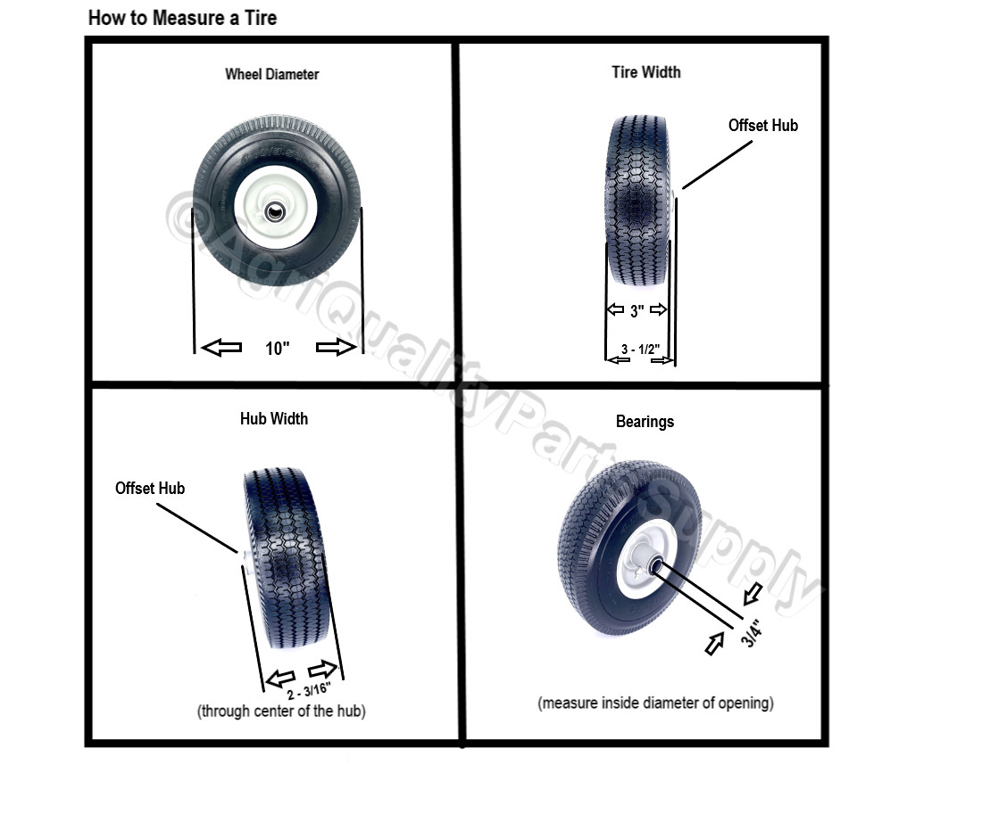 Two(2) 4.10/3.50-4 Flat Free Utility and Hand Truck Tire / Wheel 3/4″ Bearing