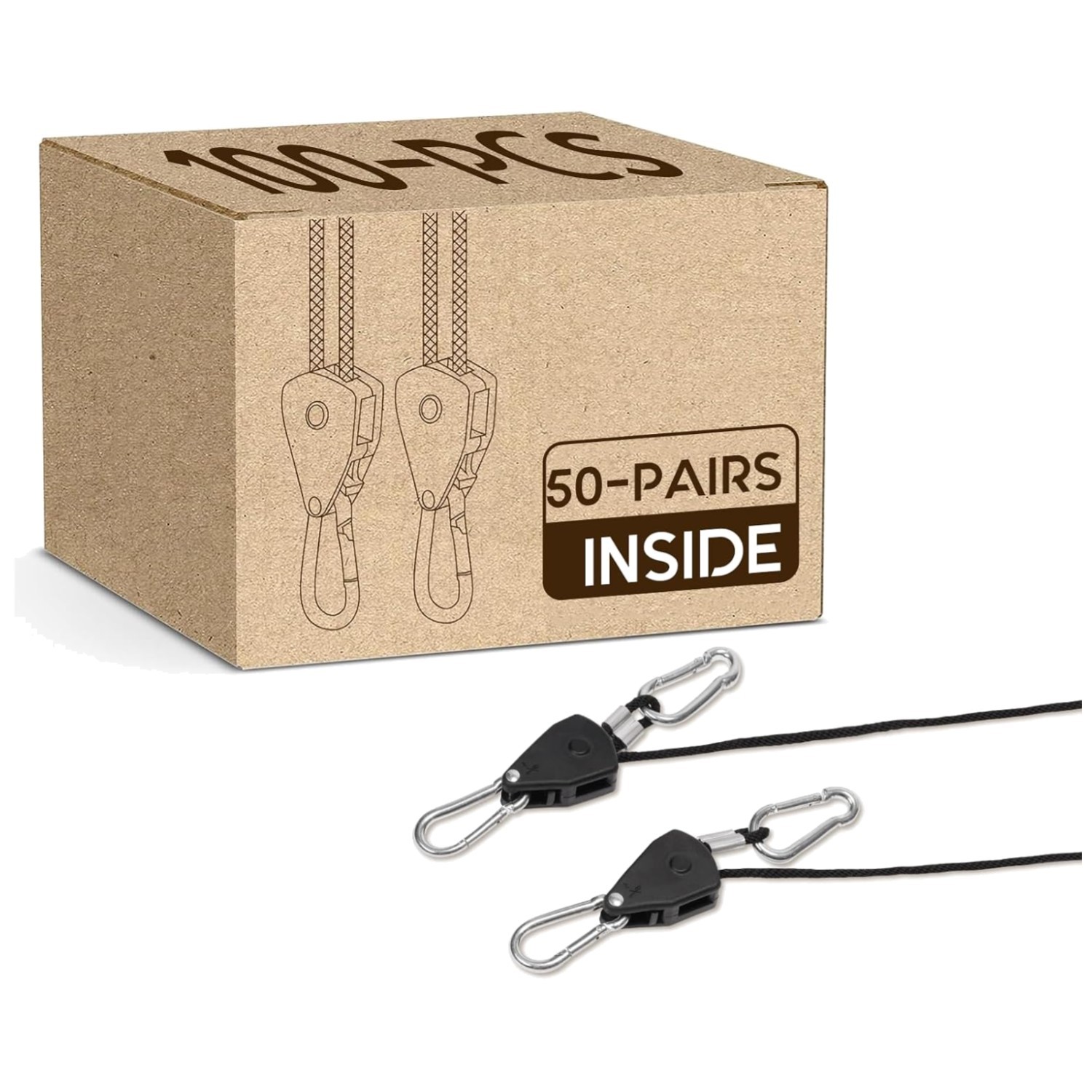 50 Pairs 1/8″ 8-Feet Long Rope Clip Hanger