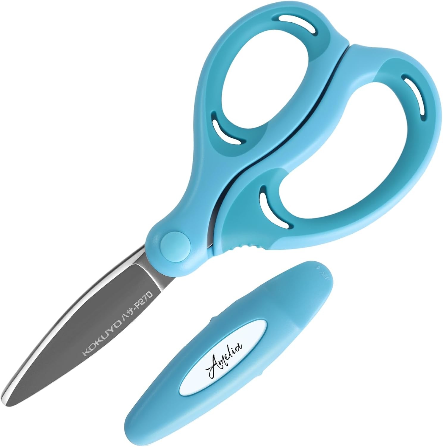 Kokuyo Kids Safety Scissor Ergonomic Child-Safe Crafting 5.6×2.6″, Blue