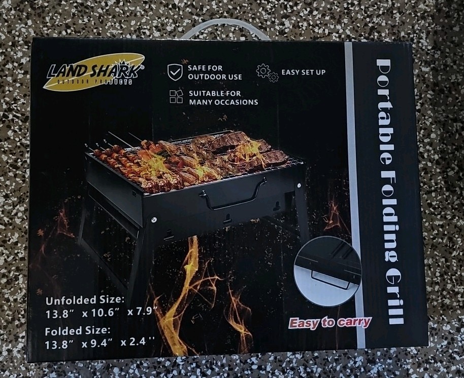 Land Shark, Portable Folding BBQ Grill, New in Box