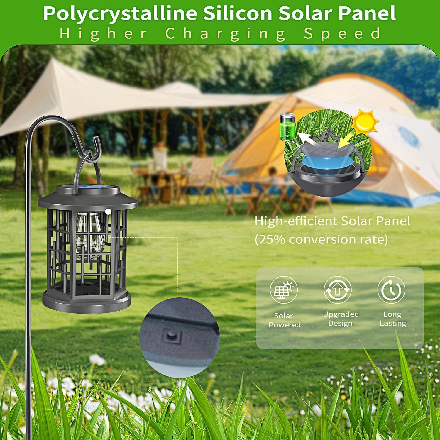 2 Pack Solar Powered Waterproof Outdoor Hanging Lanterns – Warm White Solar LED