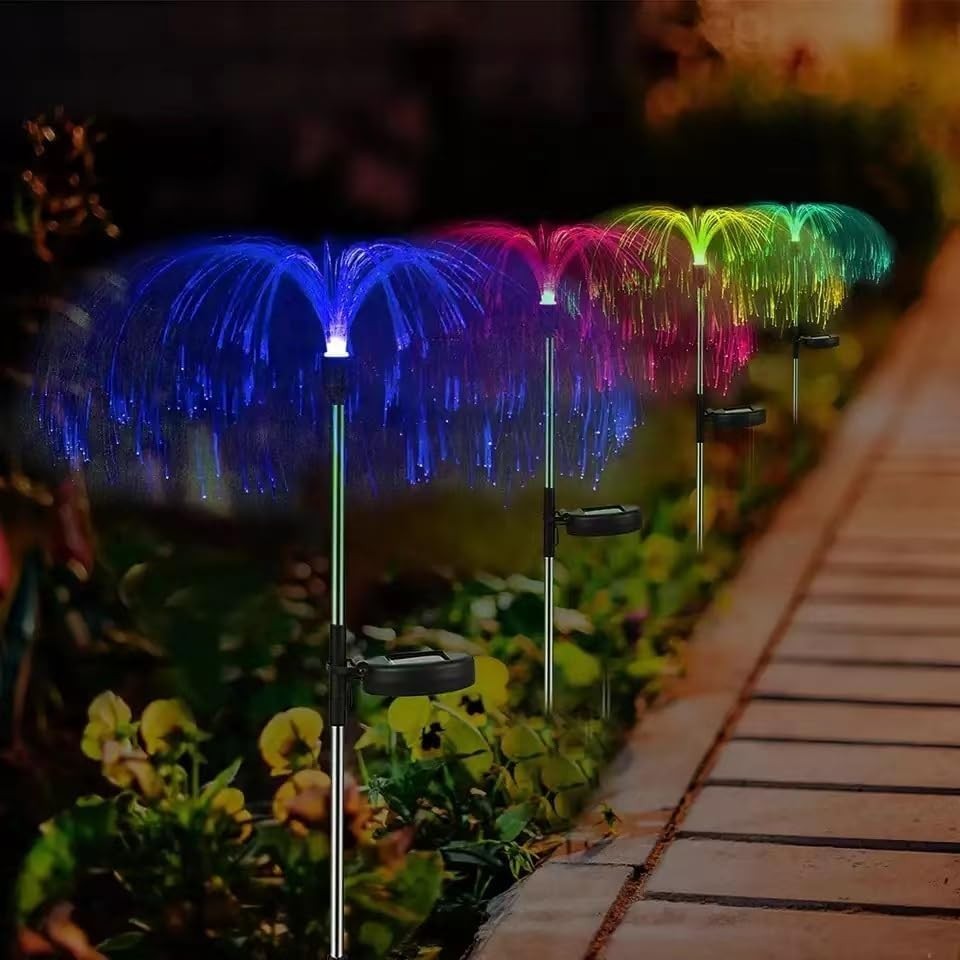 2PCS Solar Power Garden Lights LED 7Color Changing Stake Jellyfish Light Outdoor