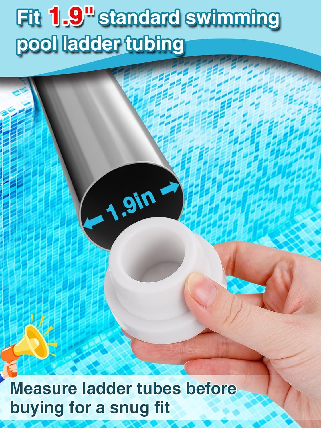 Pool Ladder Bumpers for Inground Pool 4Packs inside Plug Caps Fit 1.9″ Standard