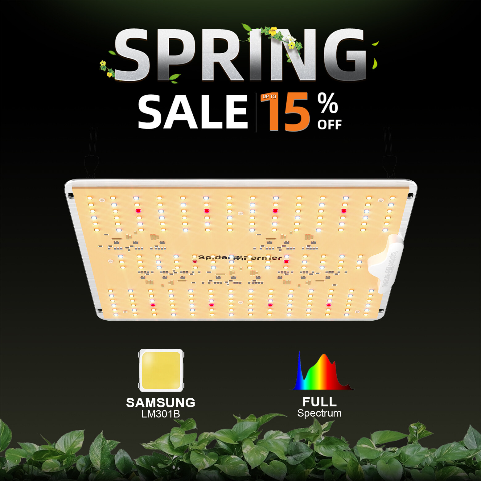 Spider Farmer SF1000D LED Grow Light Full Spectrum for Indoor Grow Tent Kits