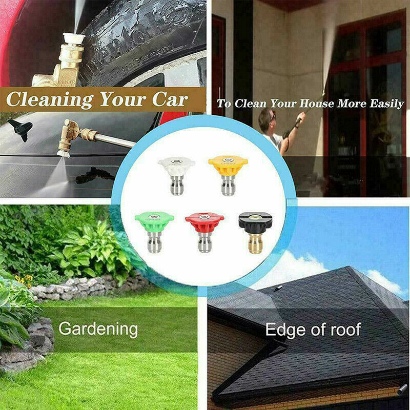5pcs 1/4″ Pressure Washer Spray Tips Nozzles High Power Quick Connect Kit Set US