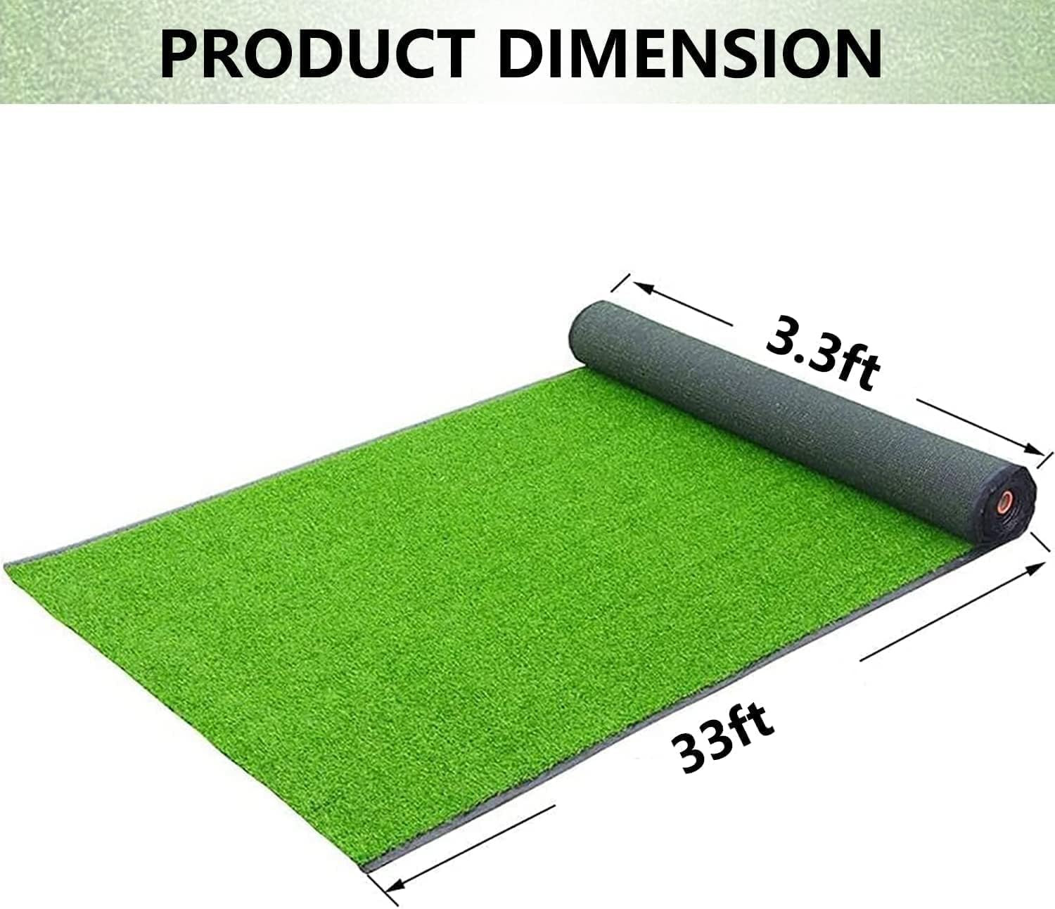 Artificial Grass Turf Rug, 3.3Ft X 33 Ft Large Realistic Grass Lawn Carpet Roll,