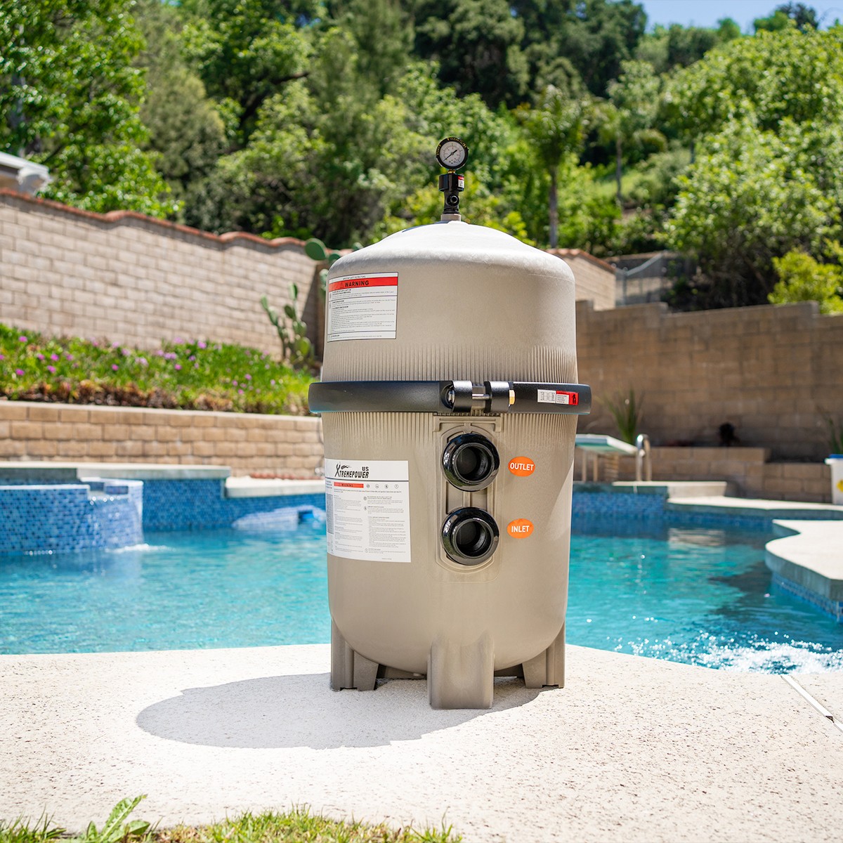 XtremepowerUS DE Pool Filter 48 SQ. FT. Vertical Grid Swimming Pool Fitting Set