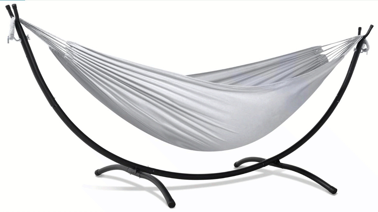 Stand Alone Hammock for Outside, 2-Person Self-Standing, Light Gray