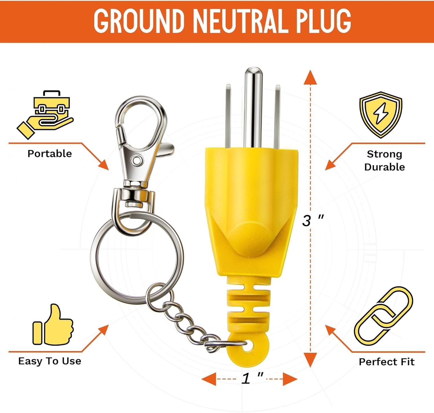 Neutral Ground Bonding Plug with Keychain – Essential RV & Generator Accessory