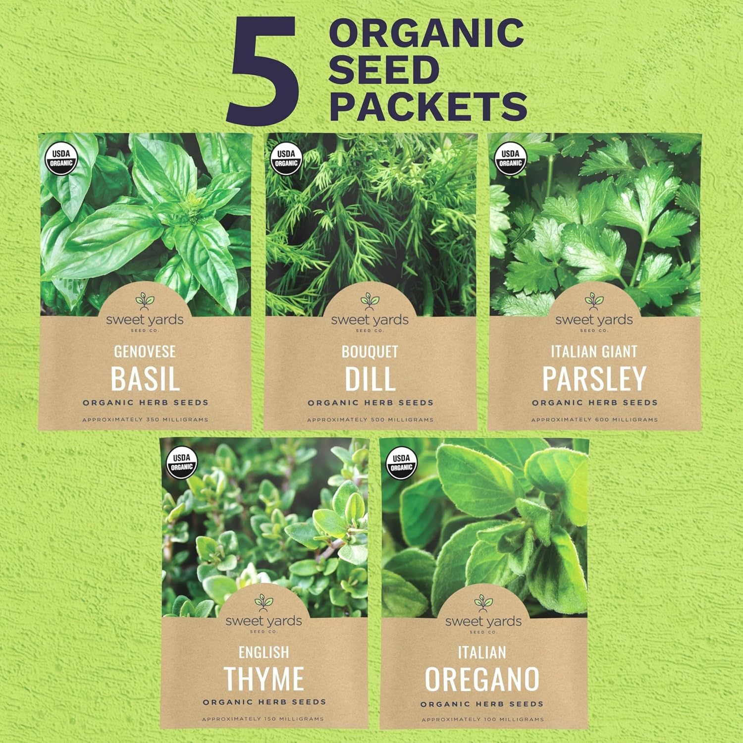 Organic Herb Seeds Variety Pack Basil Oregano Herb Plant Seeds For Sale