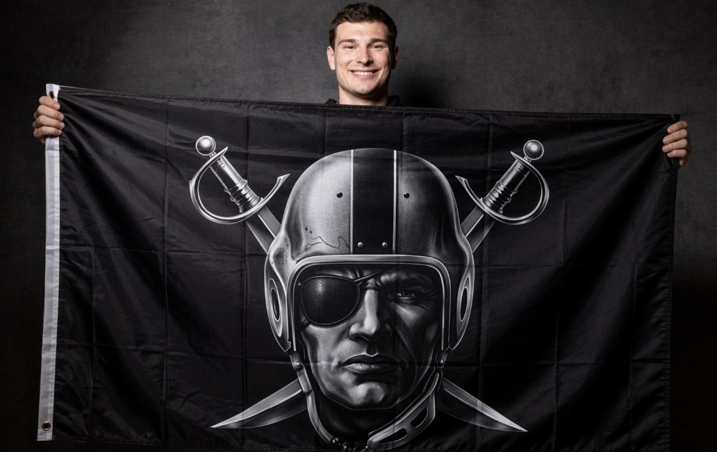 Oakland Los Angeles Las Vegas Raiders NFL Tailgate Flag 3×5 ft Black/Gray RN4L
