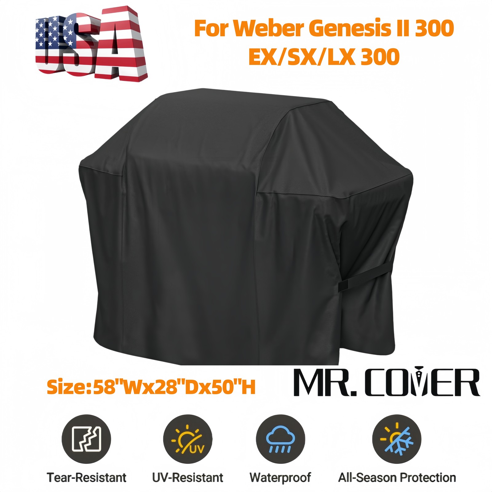 7130 Grill Cover For Weber Genesis II & Genesis 300 Series Gas Grills 58 inch