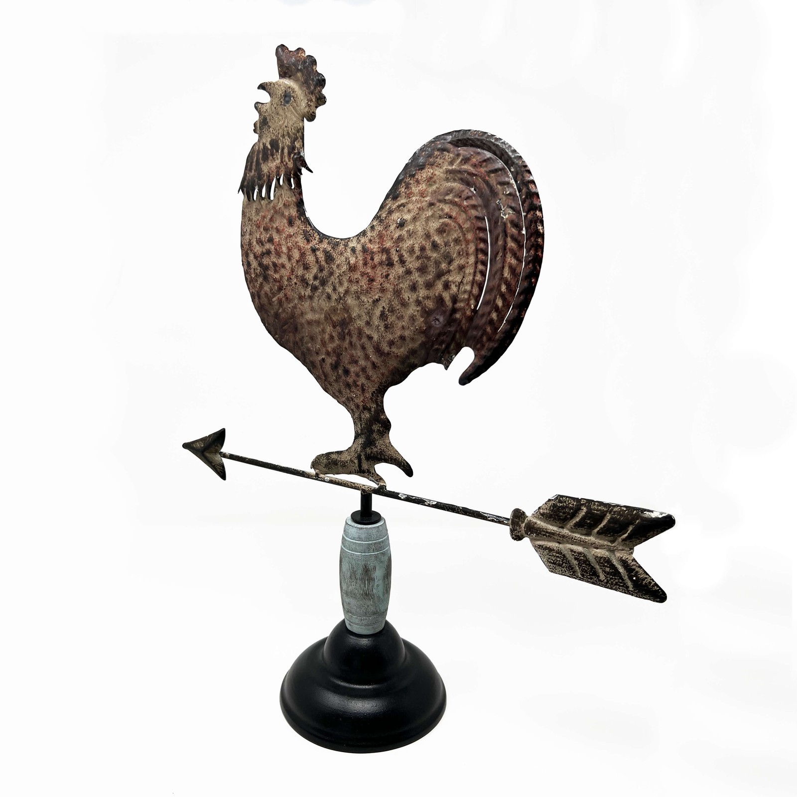 Decorative Standing Rooster Weathervane Metal Farmhouse Arrow Decor