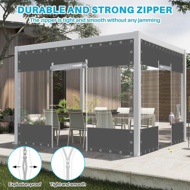 Clear Vinyl Curtain Heavy Duty PVC Clear Tarp Waterproof Outdoor Patio Enclosure