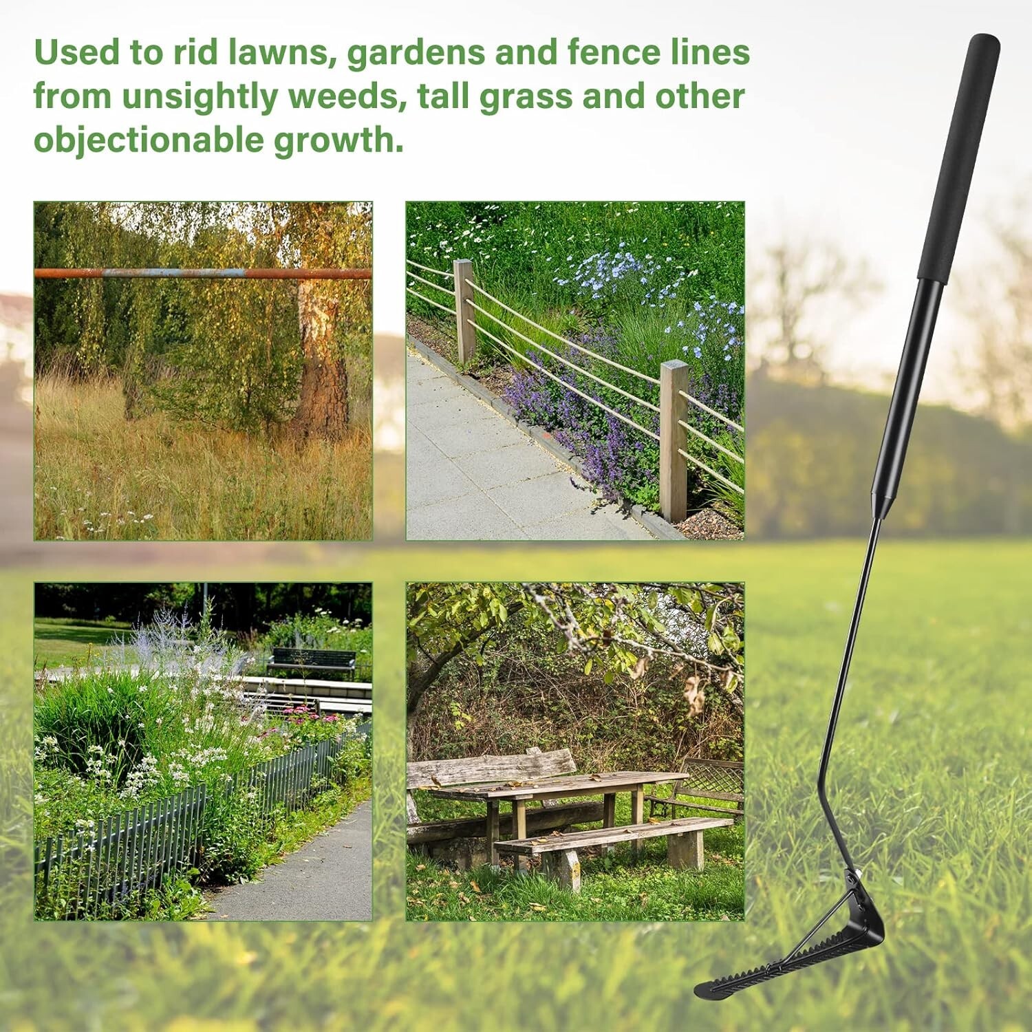 Grass Whip with Double-Edged Serrated Blade Manual Weed Whacke Swing Blade