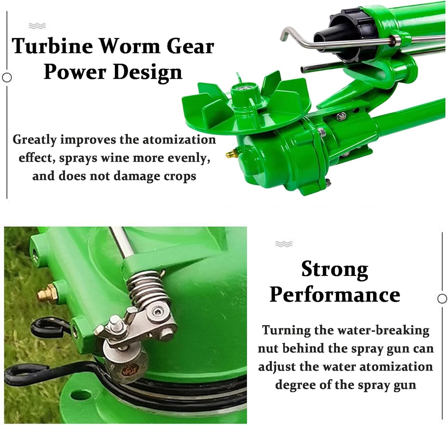 2″ Farm Irrigation Sprinklers, Tripod Sprinkler with Pressure Gauge, 360°Adjusta