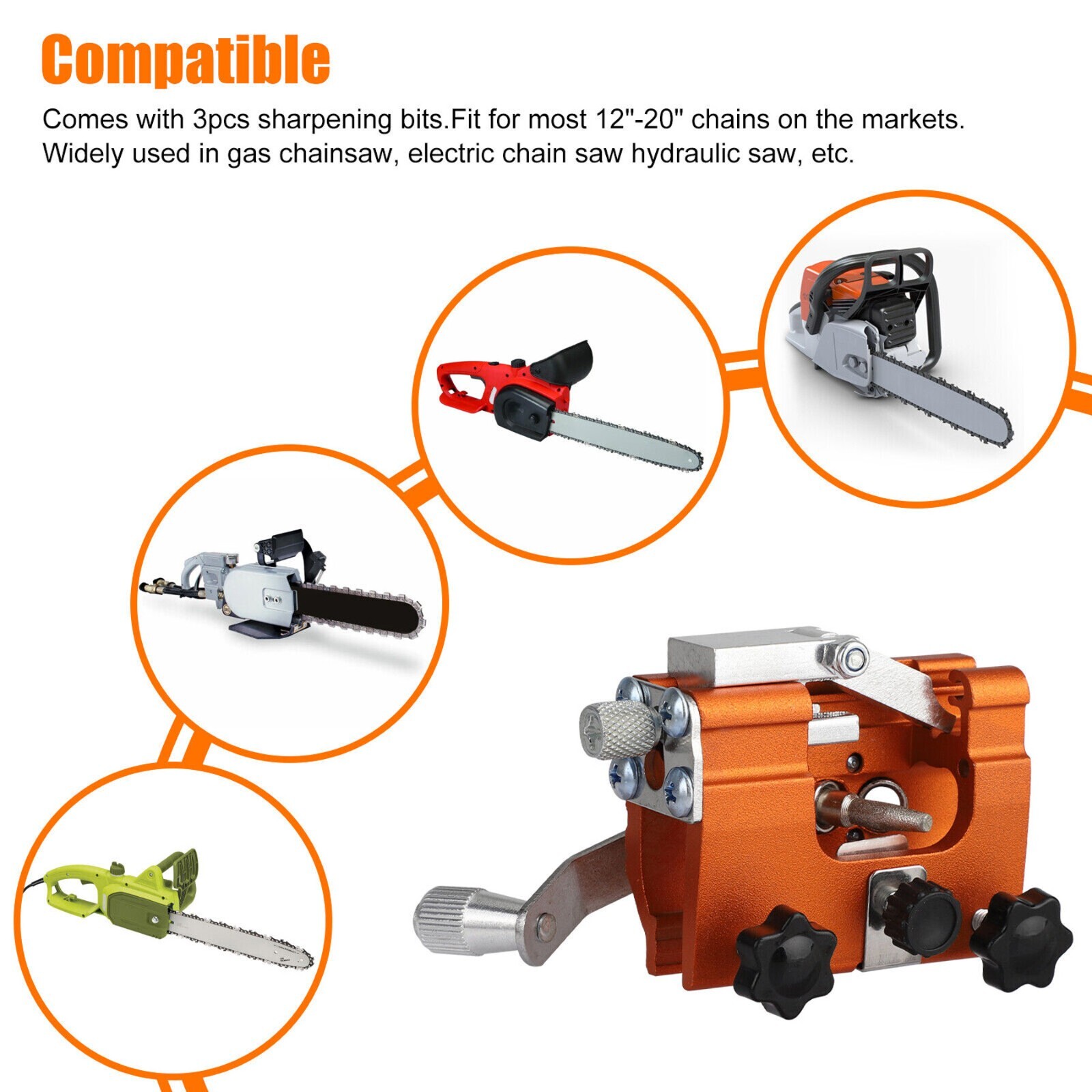 Chainsaw Sharpener Jigs Sharpening Tool Kit for 12-20in Chain Saw/Electric Saws