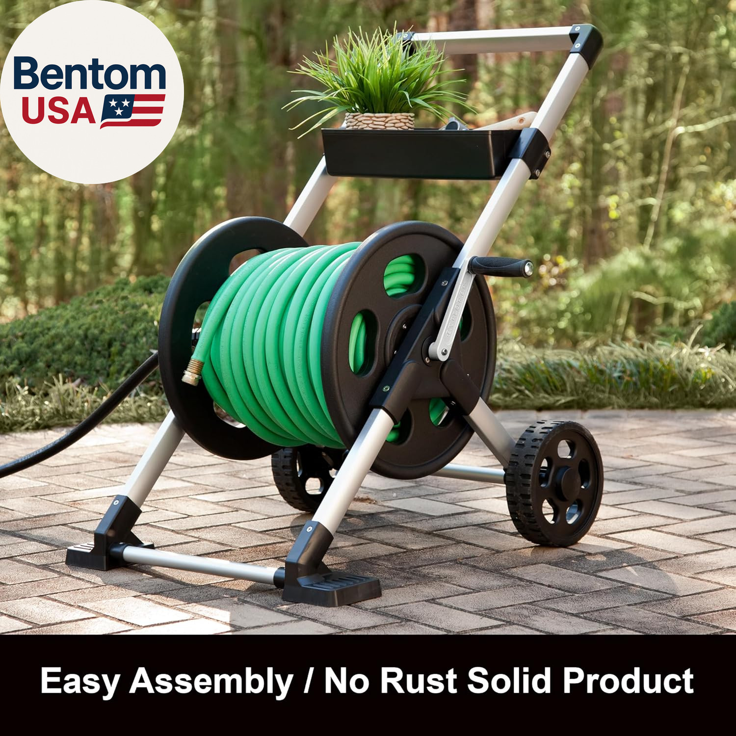 304 Explorer Two Wheel Hose Reel Cart, Aluminum, Holds 250-Feet of 5/8″ Hose, Si
