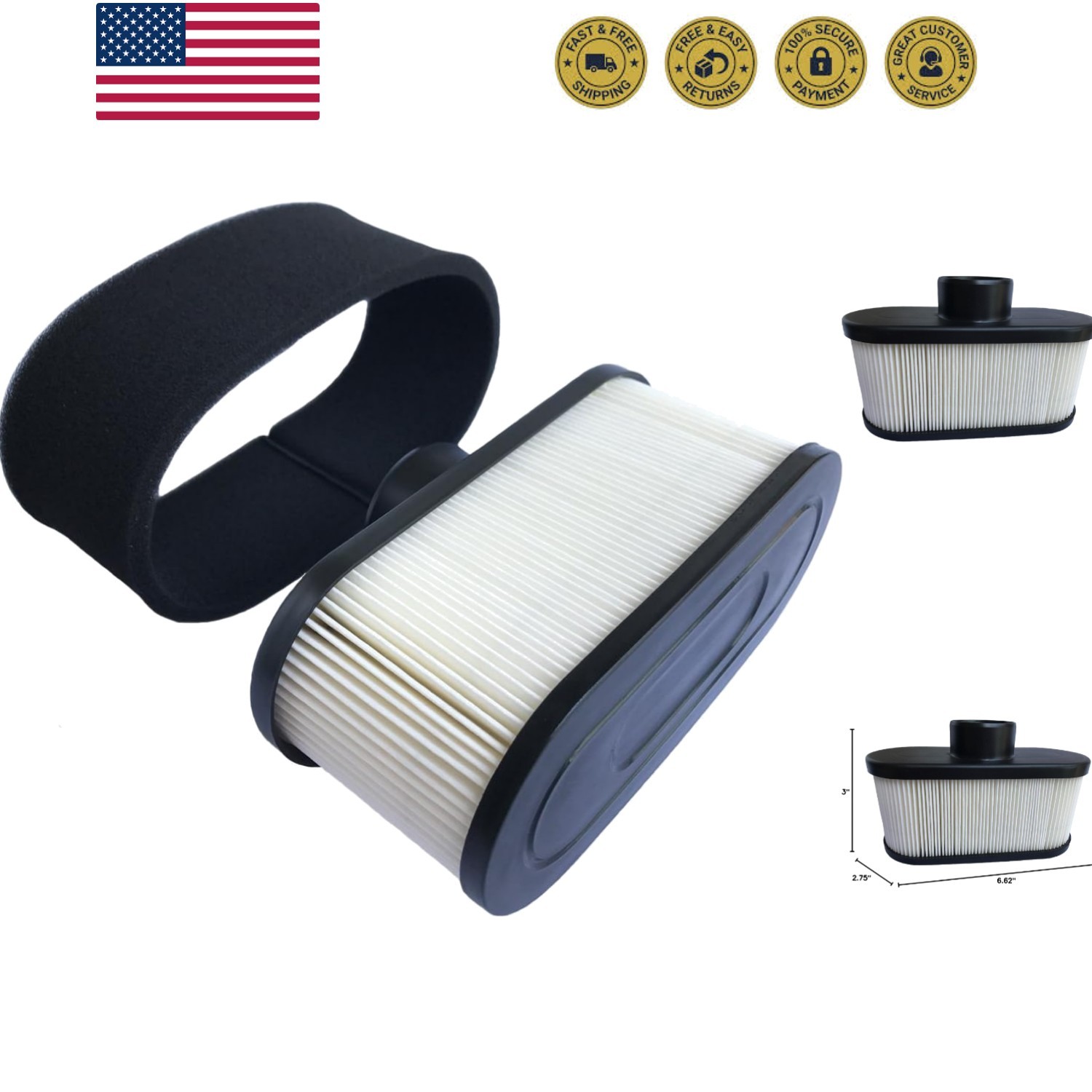 11013-0752 11013-0726 Air Filter, for Kawasaki FR651V FR730V FR691V Engine Ai…