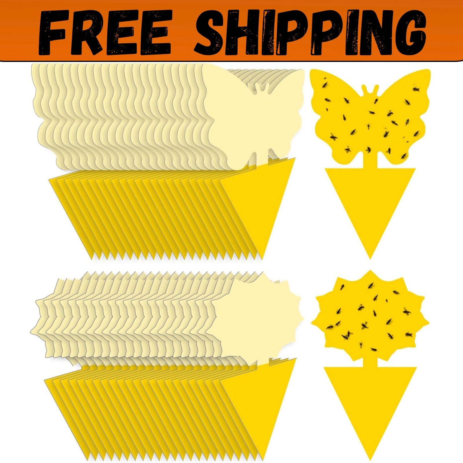 48PCS Sticky Fruit Fly Traps, Fungus Gnat Killer Trap use Indoor Outdoor