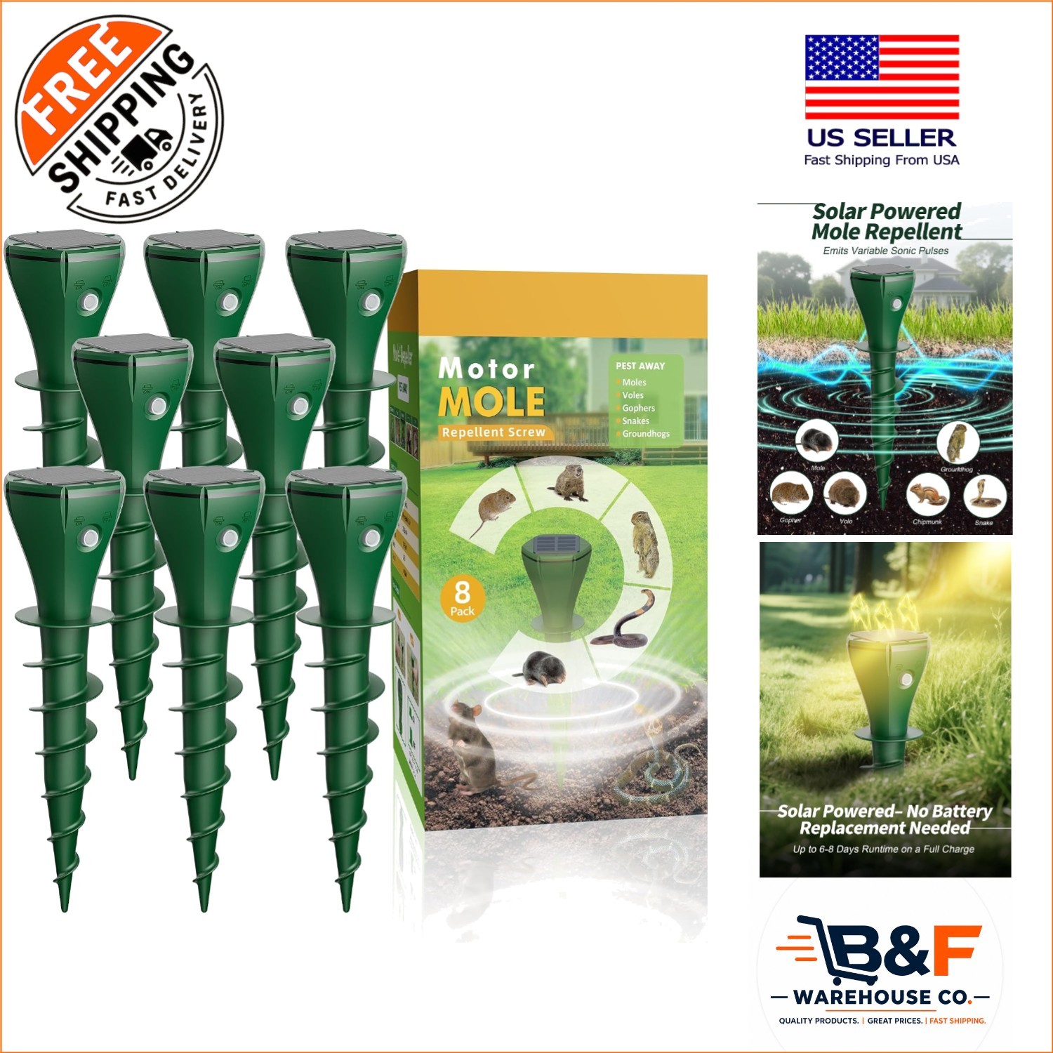 All-Weather Waterproof Animal Repellent – Sonic Vibration Technology for Gardens
