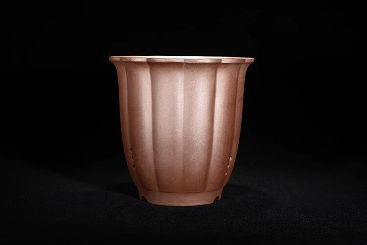 7.87in Chinese Vintage Petal Refine Zisha Handmade Potted Bonsai Clay Flower Pot