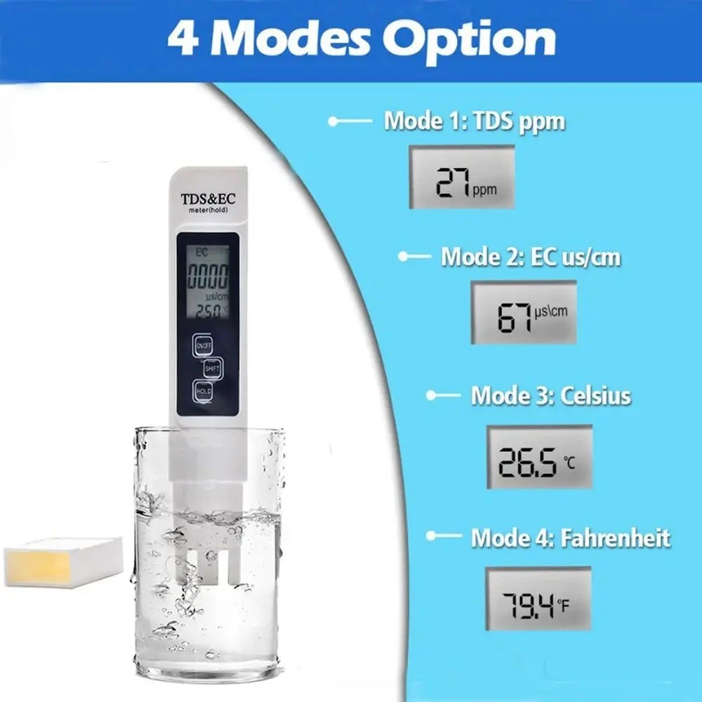 2pc TDS Meter Digital Tester Water Quality Testing Kits Drinking Water 0-9990ppm