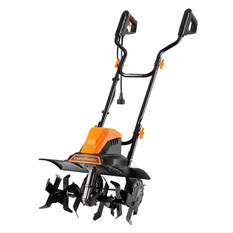 LawnMaster 18” Corded Electric Tiller 13.5 AMP 6-Steel Blades Foldable Design
