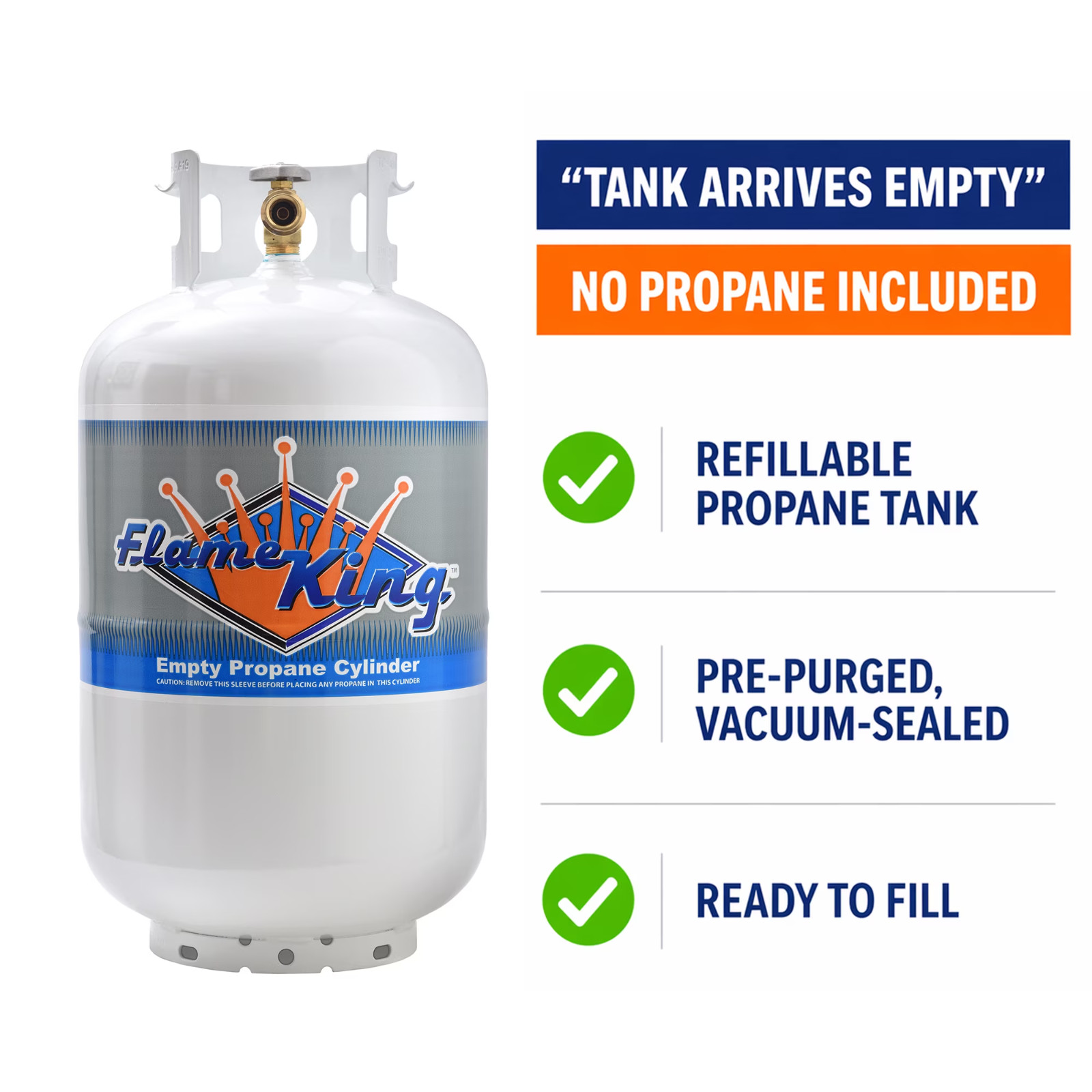 Flame King 30 lb. Propane Tank with Type 1 Overfill Protection Device Valve, New
