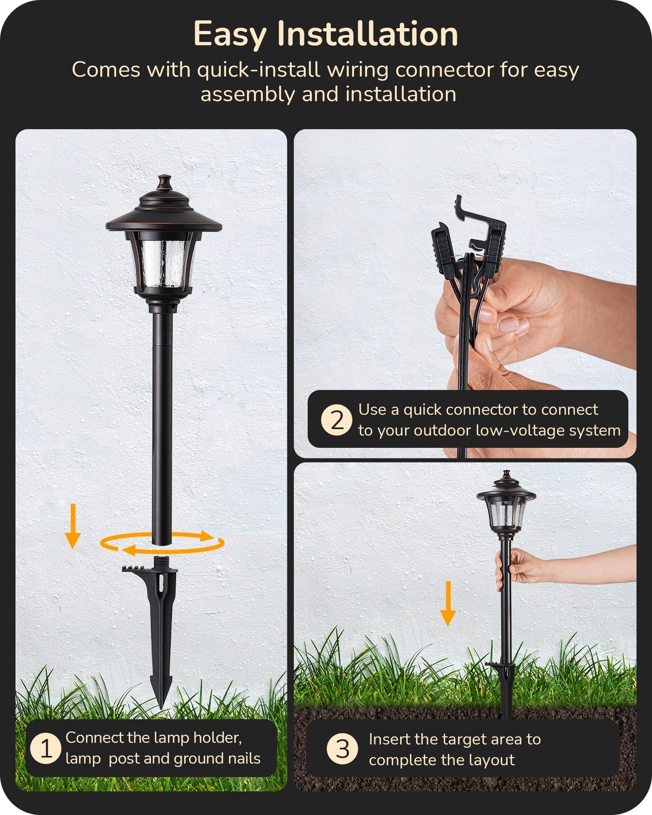 Low Voltage Landscape Lights, 12V 3W 120LM 3000K Seed Glass Outdoor Landscape…