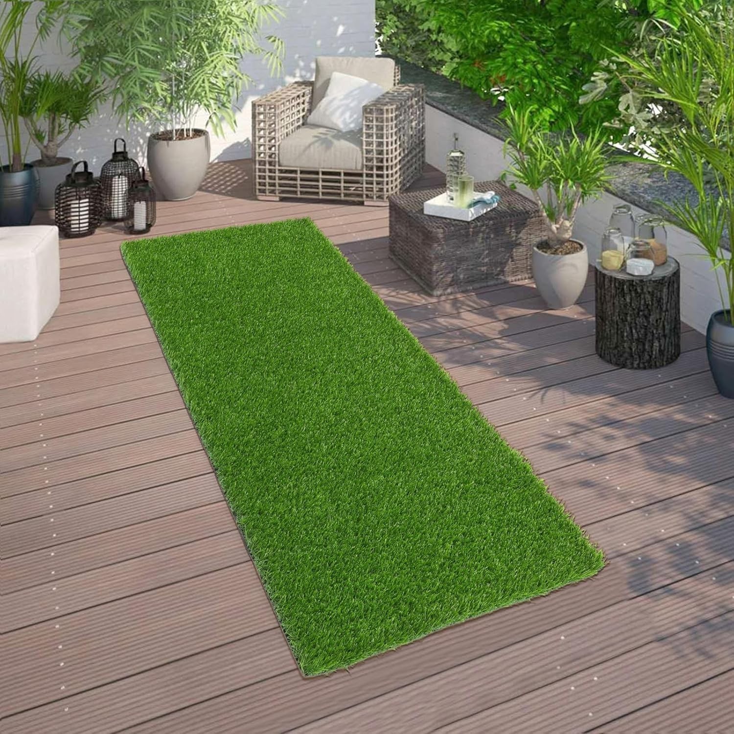 Realistic Artificial Grass Rug 3 x 5 – Indoor/Outdoor Fake Turf & Pet Dog Mat