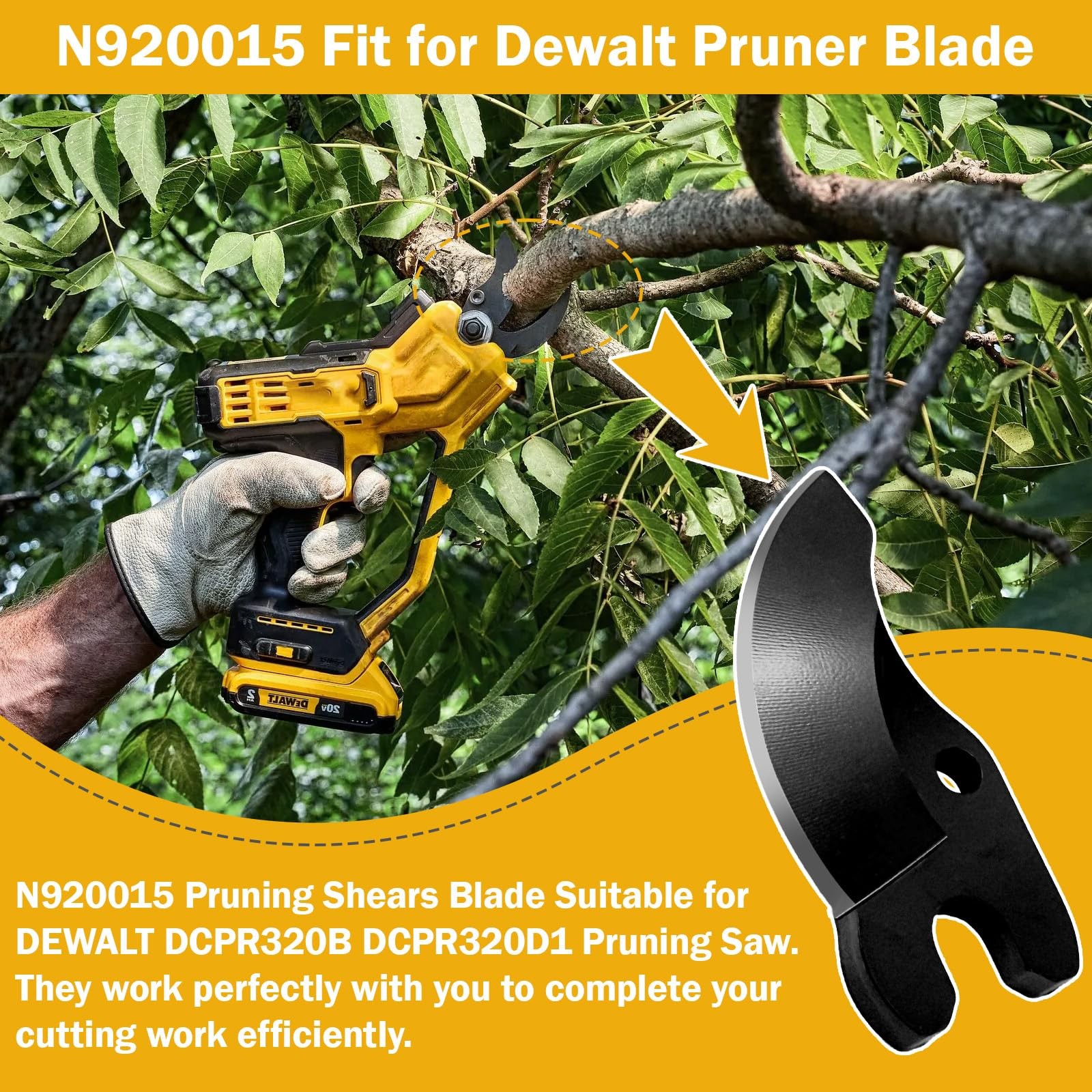 2Pc N920015 REPLACEMENT PRUNER BLADES For Dewalt 20V Max Cordless Pruning Shears