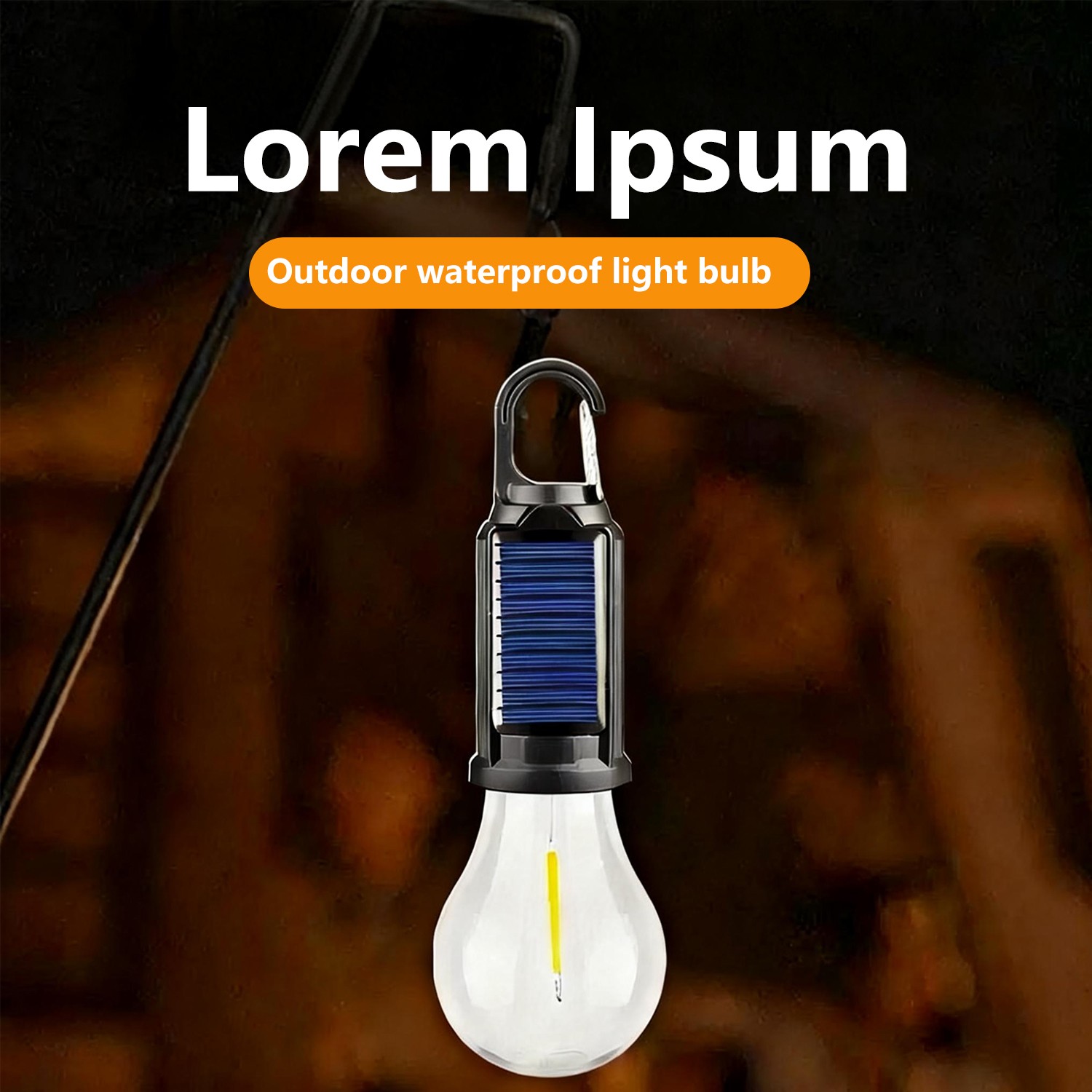 4Pcs Solar Hanging LED Light Bulb Outdoor Waterproof Tent Camping Lights Lamp US