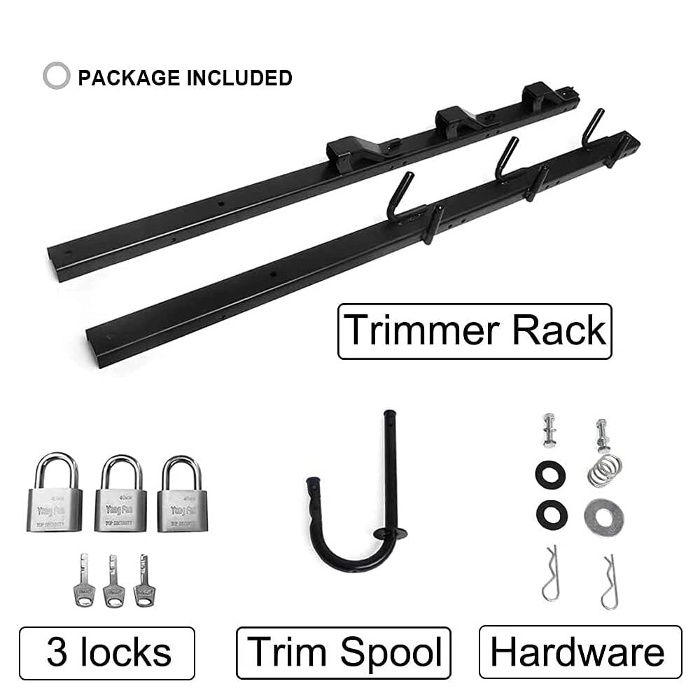 TIEWARDS 3-Place Weeder Trimmer Rack Holder for open Landscape Trailer Lockable