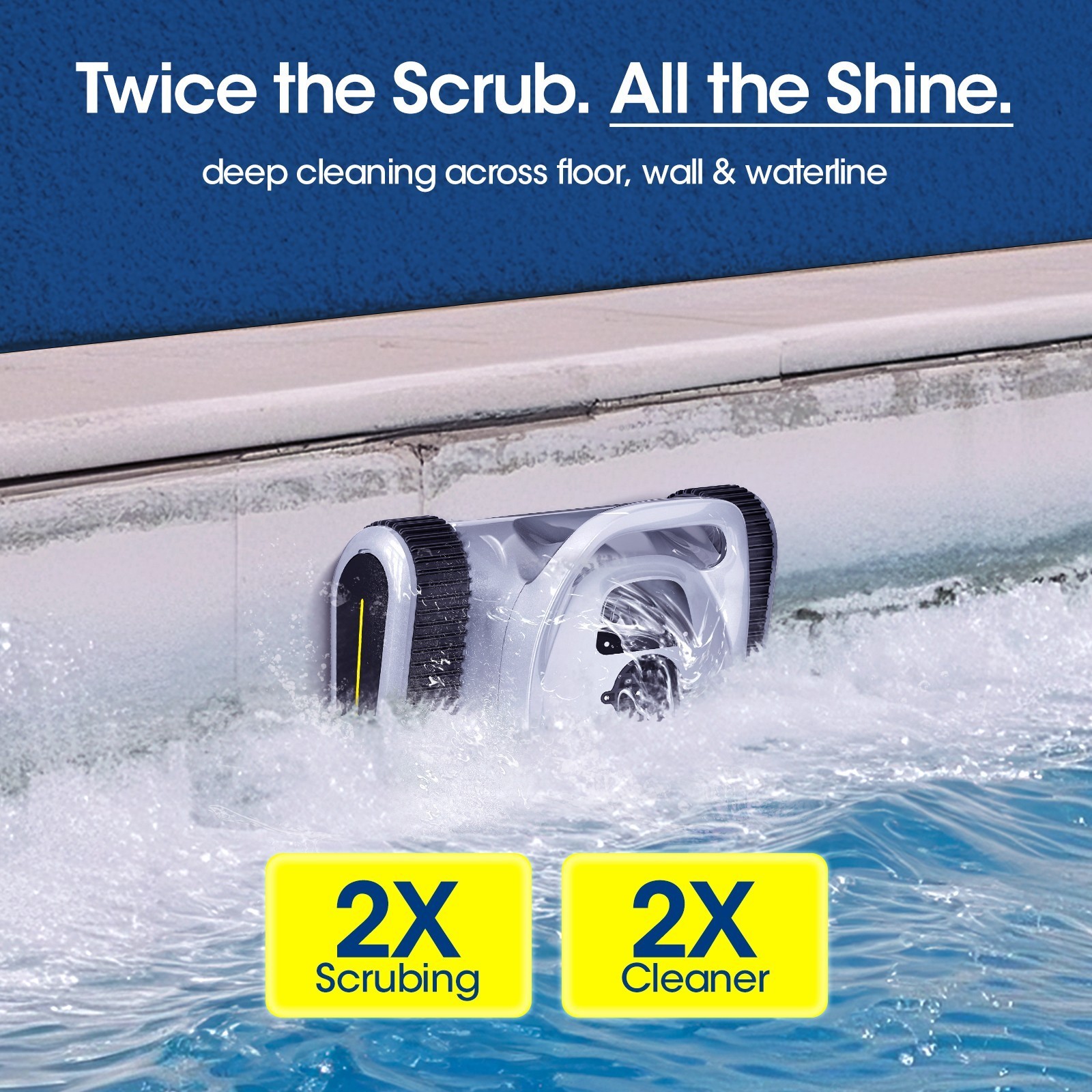 Seauto SAT30 Cordless Robotic Pool Cleaner 3H Wall Cleaning App Support-Gray