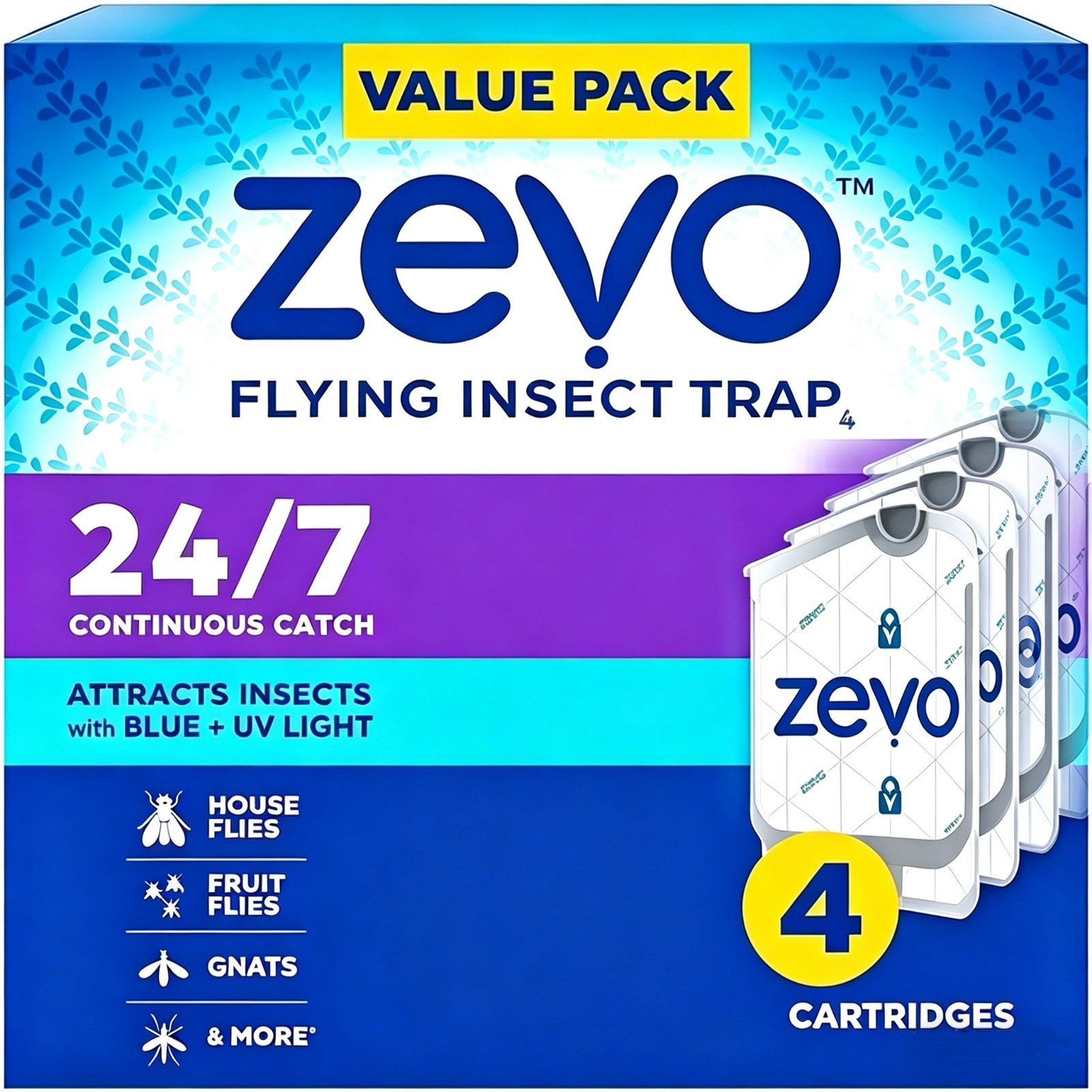 Flying Insect Trap Refill Catch Gnats House & Fruit Flies Easy to Use4 Replaceme