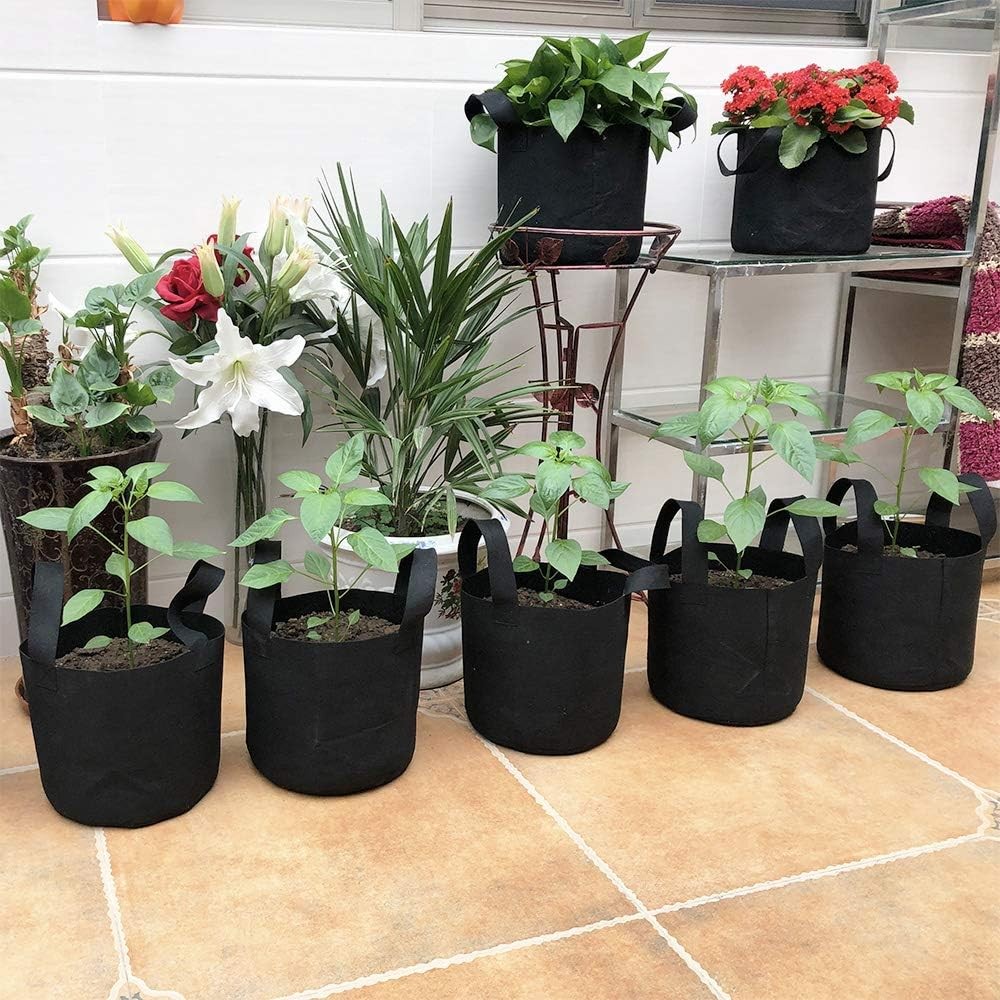 JERIA 12-Pack 10 Gallon Grow Bags, 300G Thickened Nonwoven Garden Pots,Heavy Dut