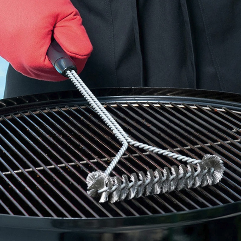 1pc BBQ Grill Cleaning Brush Stainless Steel Bristle Heat Resistant – NEW