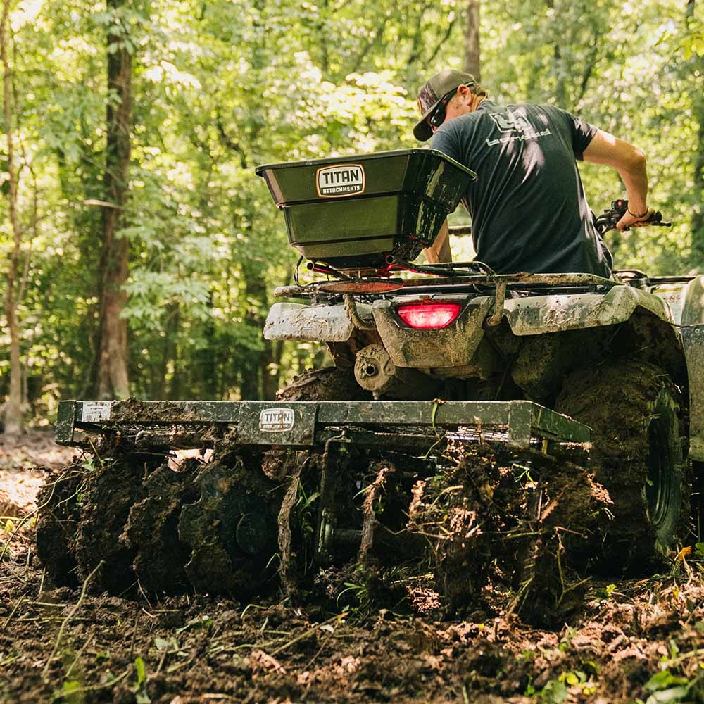 Titan Attachments 12 Volt ATV/UTV Broadcast Spreader, 80 LB Capacity, With Rain