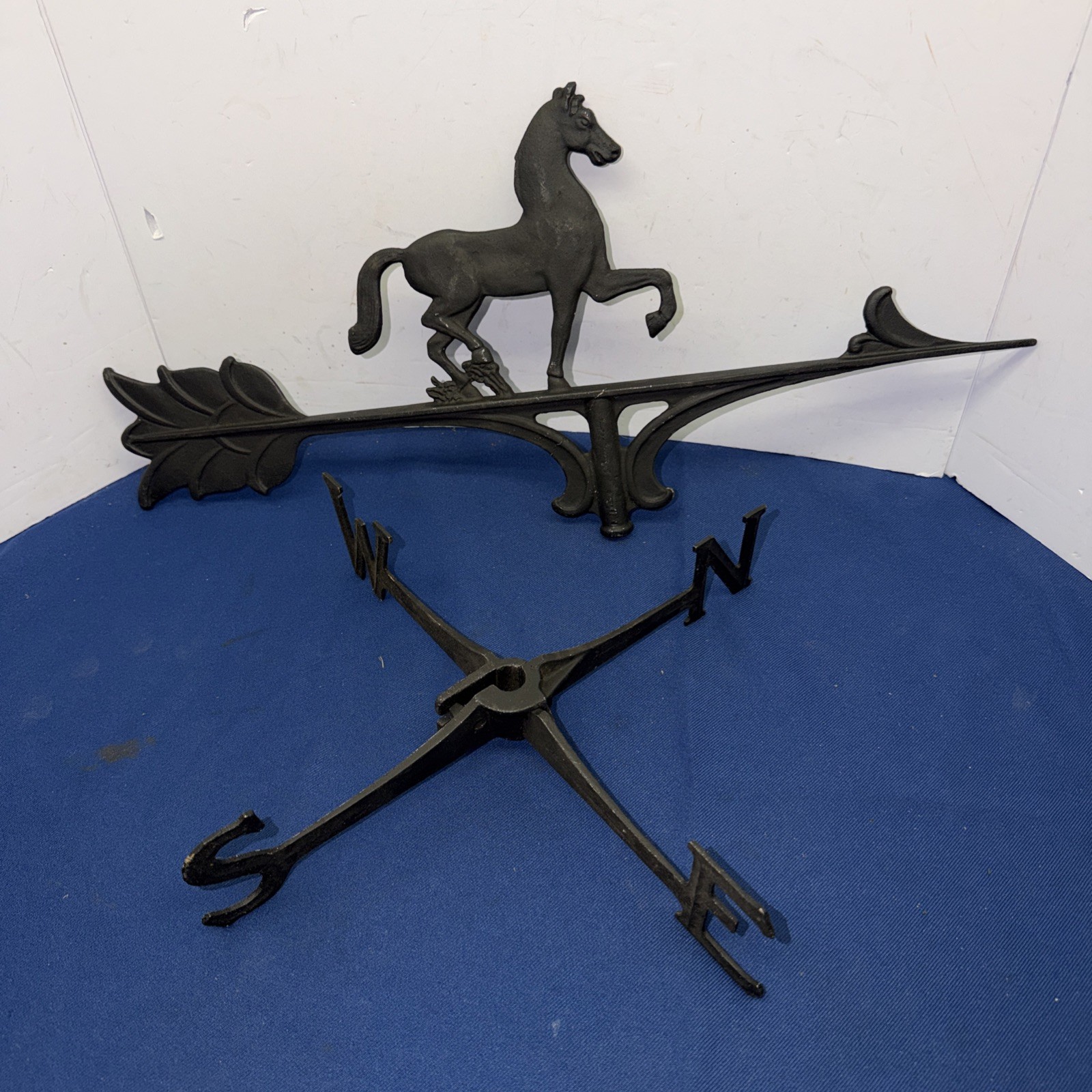 Vintage Weathervane Horse Arrow Cast Aluminum 21” Used In Barn Farmhouse. Used.