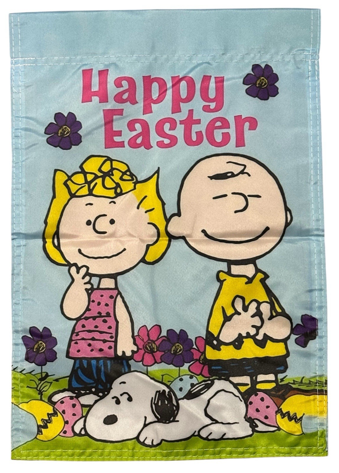 Peanuts Snoopy Charlie Brown Happy Easter Eggs 12×18 inches Garden Flag Double