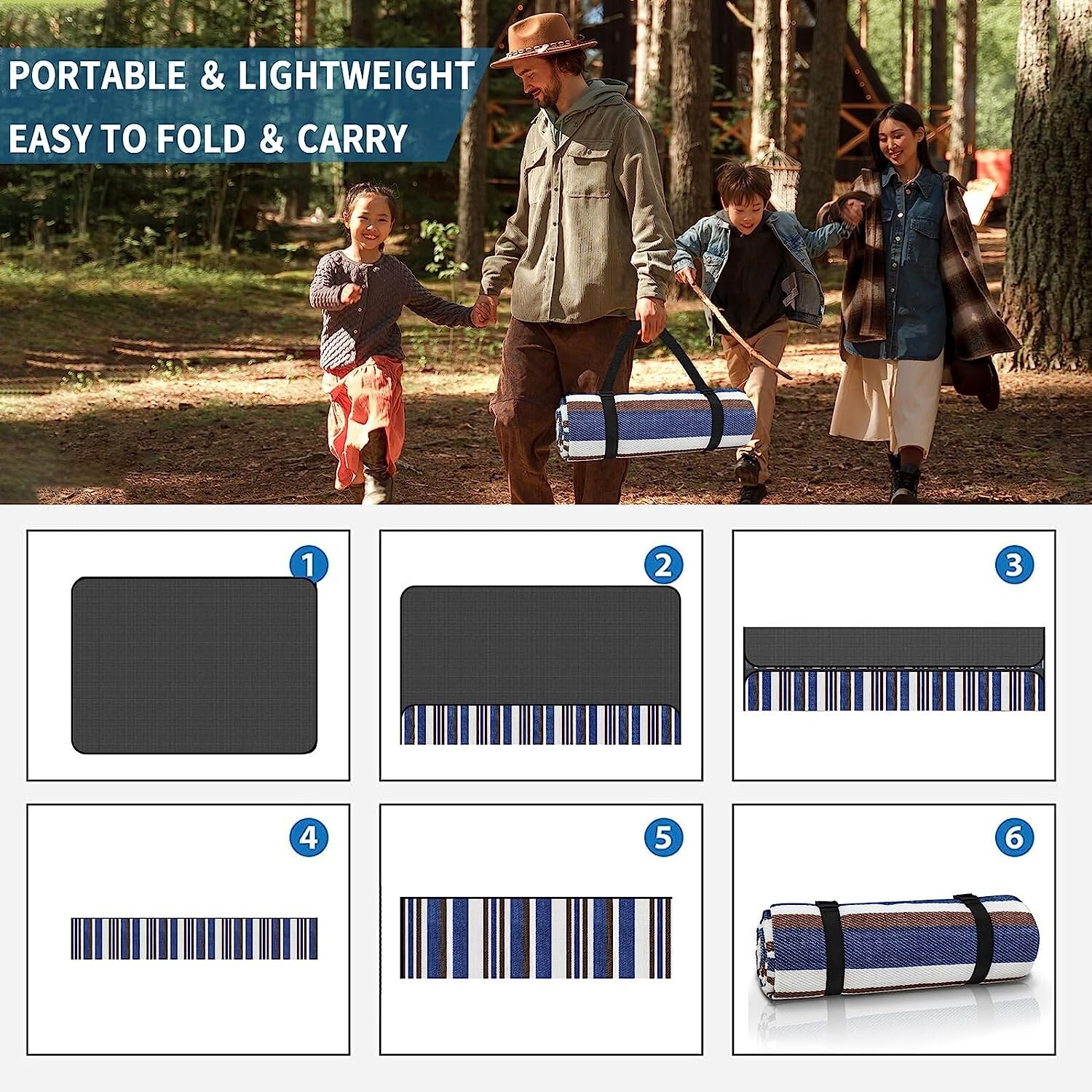 Picnic Blankets Waterproof Foldable, 59’’x78.7’’ Extra Large Picnic Dual-layer