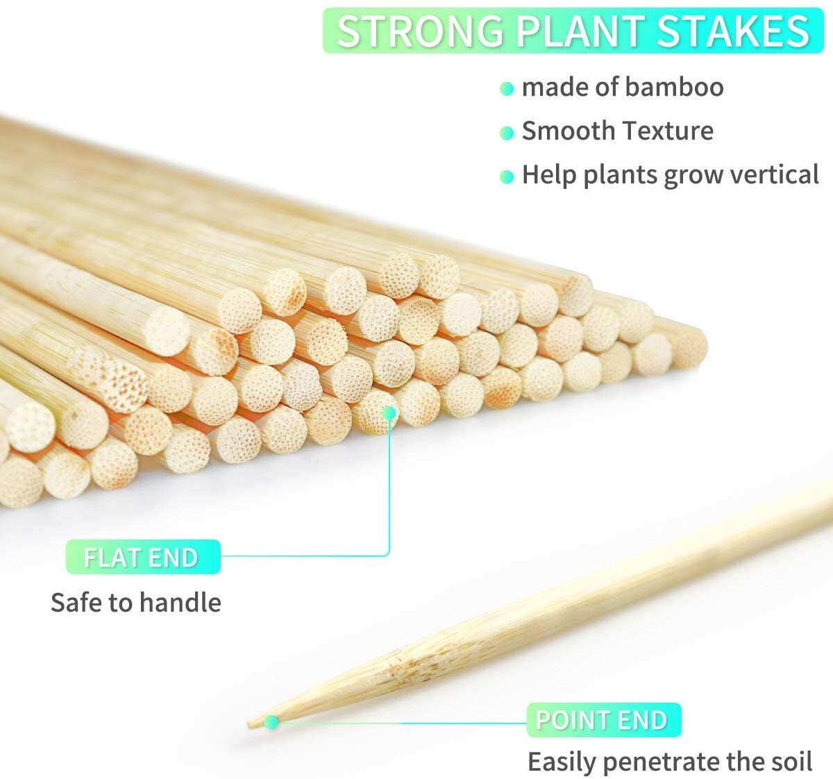 25 Pack 12 Inch Bamboo Plant Stakes, Plant Sticks Support, Floral Plant Support
