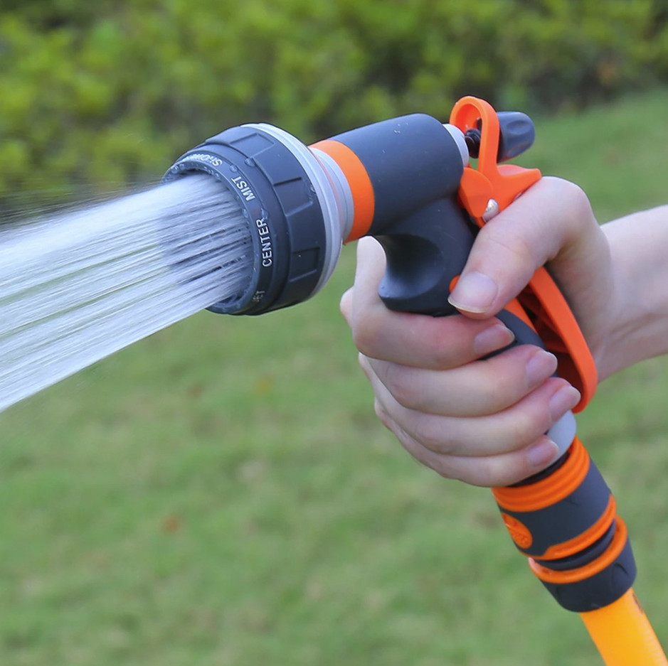 1pc High-Pressure Garden Spray Gun 8-Pattern Watering Nozzle Set – NEW