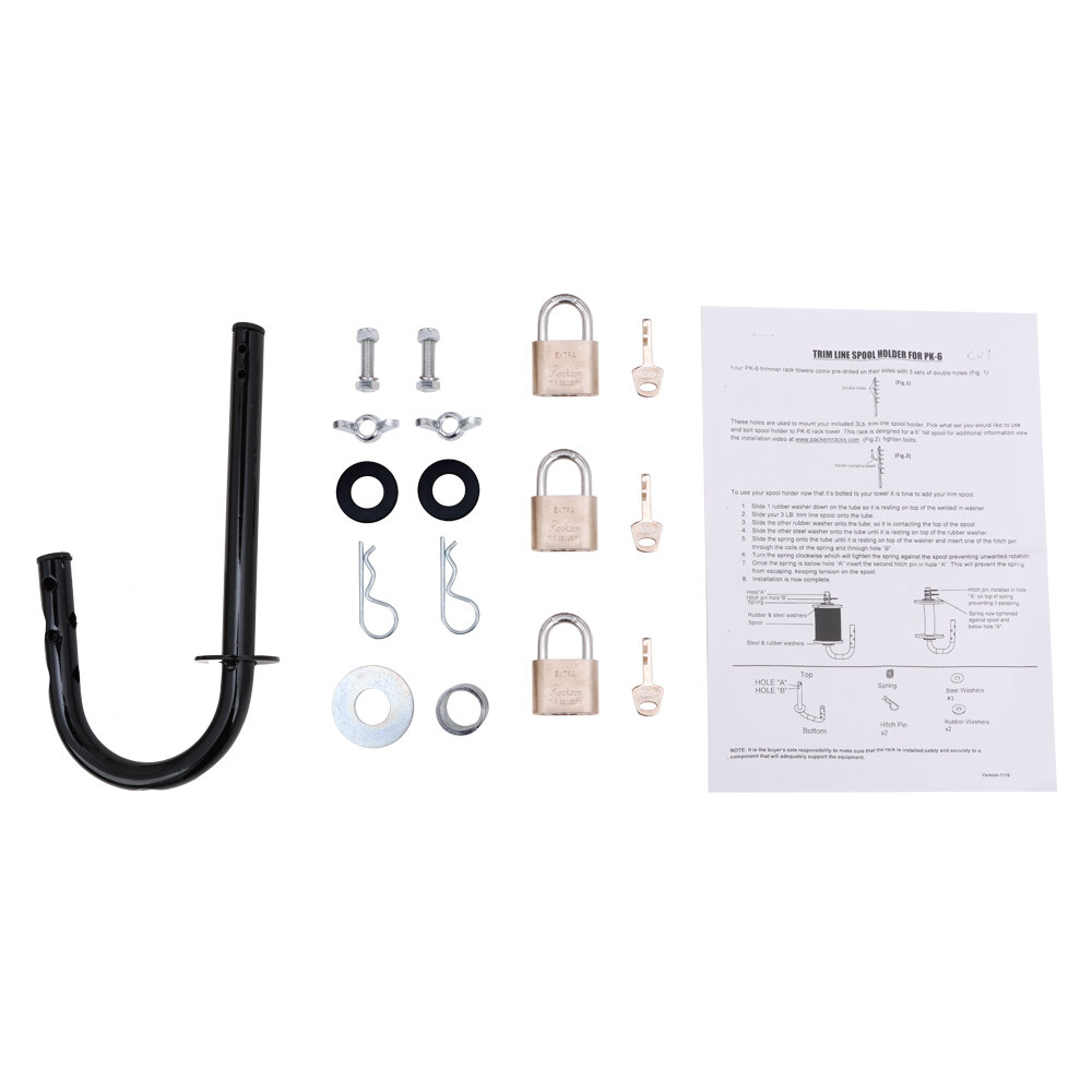TIEWARDS 3-Place Weeder Trimmer Rack Holder for open Landscape Trailer Lockable
