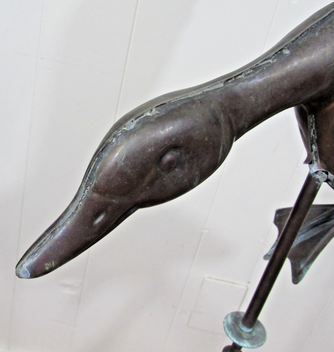 Vintage Full Size Copper Landing Flying Duck Weathervane Nice Patina