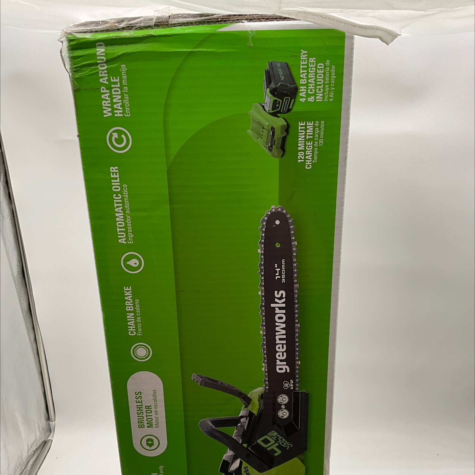 Greenworks CSF403 40V Lithium-Ion 14″ Cordless Chainsaw w/Battery and charger