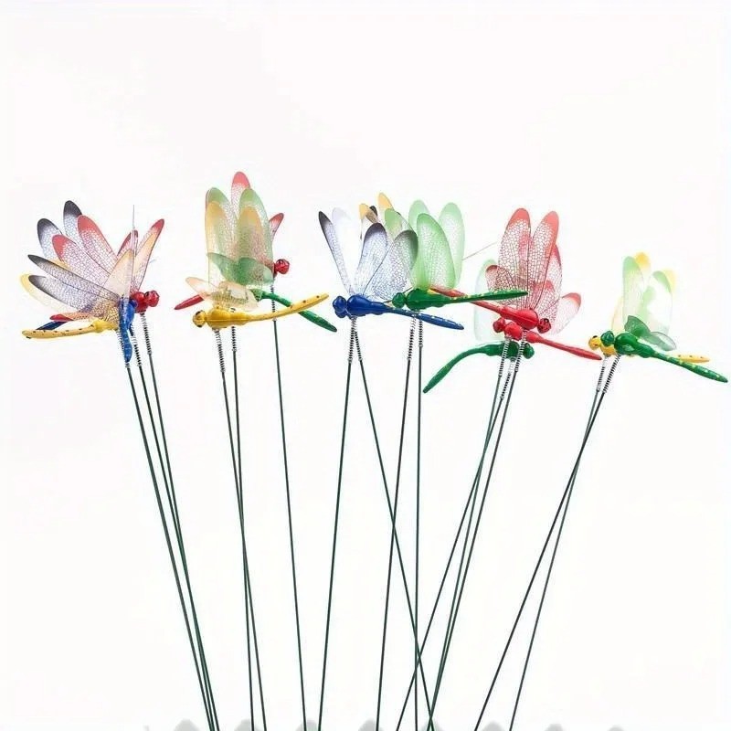 10 Pcs 3D Dragonfly Garden Decor Dragon Fly Garden Stakes Dragonflies Garden 10X