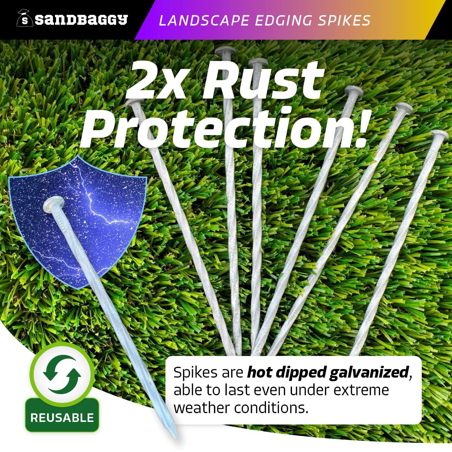 Sandbaggy 6 in. Galvanized Landsacpe Edging Spikes – Spiral Nail – 7 Gauge Steel