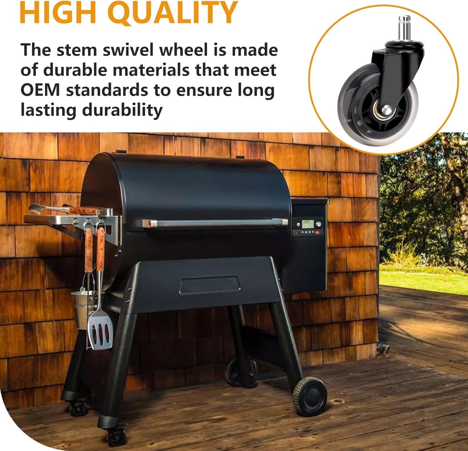 TWO PACK – 3″ Swivel Caster Wheel for Traeger Pellet Grills: HDW302 Clear